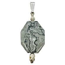 Load image into Gallery viewer, Picasso Jasper Sterling Silver Drop/Dangle | 2" Long | Gray/Black | 1 Pendant |