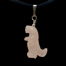 Load image into Gallery viewer, Rose Quartz Tyrannosaurus Rex Dinosaur Pendant Necklace|Sterling Silver Jewelry