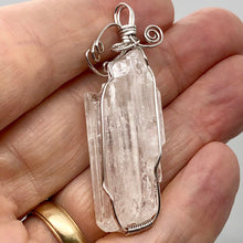 Load image into Gallery viewer, Kunzite Wire-Wrap Clear Crystal Sterling Silver Pendant | 2 1/4 Inch Long |