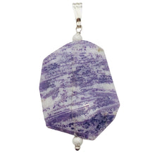 Load image into Gallery viewer, Purple Flower Sodalite Sterling Silver Pendant | Purple/White | 2 1/4" Long |