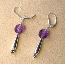 Load image into Gallery viewer, Semi-Precious Royal Natural Faceted 8mm Amethyst Sterling Silver Drop Earrings - PremiumBead Alternate Image 5