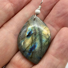 Load image into Gallery viewer, Labradorite Sterling Silver Drop Pendant | 1 7/8" Long | Blue Rainbow |