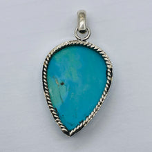 Load image into Gallery viewer, Turquoise Sterling Silver Native Pendant | 2" Long | Blue/Silver |1 Pendant