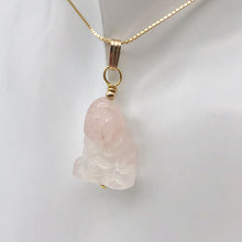 Load image into Gallery viewer, Namaste Hand Carved Rose Quartz Buddha and 14k Gold Filled Pendant, 1.5" Long - PremiumBead Alternate Image 7