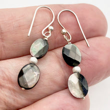 Load image into Gallery viewer, Faceted Tahitian Mop Shell & Silver Ball Earrings | 1 1/2 Inch Drop |