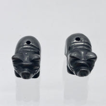 Load image into Gallery viewer, Oink 2 Carved Hematite Pig Beads | 21x13x9.5mm | Silvery Grey - PremiumBead Alternate Image 3