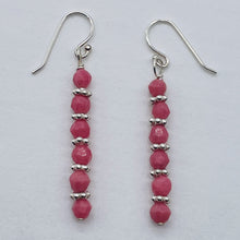 Load image into Gallery viewer, Rhodonite with Sterling Silver Beads Drop/Dangle Earrings | 1 1/2" Long | Pink |