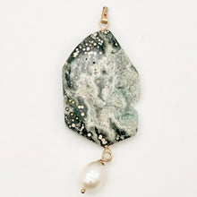 Load image into Gallery viewer, Ocean Jasper and Pearl 14K Gold Filled Pendant | 2 3/4 Inch Long |