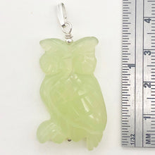 Load image into Gallery viewer, Serpentine Jade Owl Pendant Necklace|Semi Precious Stone Jewelry|Sterling Silver