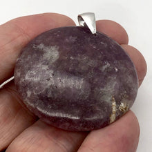 Load image into Gallery viewer, Natural Lepidolite Large Round Sterling Silver Pendant | 45mm | 2 1/16" Long |