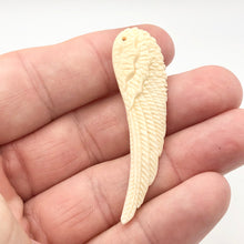 Load image into Gallery viewer, Water Buffalo Bone Carved Angel Wing Pendant Bead | 58.5x16x6mm | Bone | 10841 | 58.5x16x6mm | Cream - PremiumBead Alternate Image 8