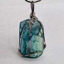 Load image into Gallery viewer, Blue Fluorite Wire Wrap Sterling Silver Drop Pendant | 1 3/4" Long | Blue | 1 ea