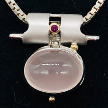 Load image into Gallery viewer, Ruby and Rose QuartzSterling Silver Drop Pendant | 1 1/4" Long | Pink/Red |