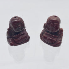 Load image into Gallery viewer, 2 Hand Carved Brecciated Jasper Buddha Beads | 20x15x9mm | Red w/Brown and Grey - PremiumBead Primary Image 1
