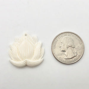 Water Buffalo Bone Lotus Flower Pendant Bead | 25.5x26x4.5mm | White | 10843 | 25.5x26x4.5mm | Cream - PremiumBead Alternate Image 4