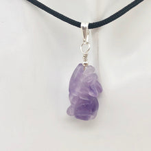 Load image into Gallery viewer, Amethyst Wolf Pendant Necklace | Semi Precious Stone Jewelry | Silver Pendant