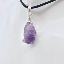 Load image into Gallery viewer, Amethyst Wolf Pendant Necklace | Semi Precious Stone Jewelry | Silver Pendant