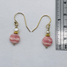 Load image into Gallery viewer, Rhodochrosite and Pearl Drop 14K Gold Filled Earrings | 1 1/2" Long |