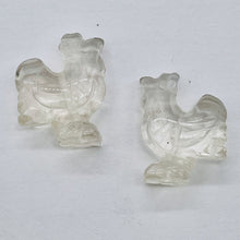 Load image into Gallery viewer, 2 Cute Carved Natural Clear Quartz Rooster Beads | 21x16x8.5mm | Clear