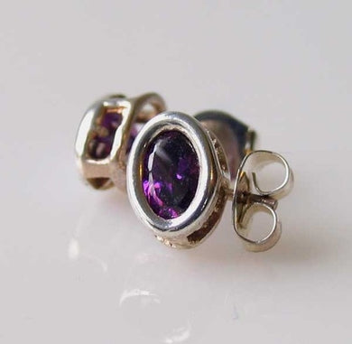 February 7x5mm Purple Created Amethyst 925 Sterling Silver Earrings 10147Bbo - PremiumBead Primary Image 1