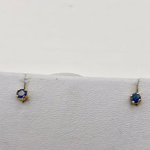 Load image into Gallery viewer, Blue Sapphire 14K Gold Earrings | 3mm | Blue | Stud | - PremiumBead Alternate Image 3