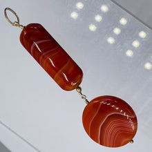 Load image into Gallery viewer, Sardonyx Large Round and Rectangle Pendant| 3 1/2" Long | Red/Orange/White |