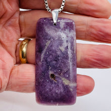 Load image into Gallery viewer, Natural Purple Lepidolite Large Rectangular Sterling Silver Pendant | 2 3/4" |