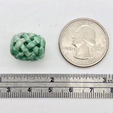 Load image into Gallery viewer, Basket Weave Carved 18x16mm Flowering Jade Barrel Bead 10570Fj | 15x13mm | Green - PremiumBead Alternate Image 7
