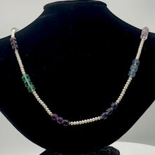 Load image into Gallery viewer, Elegant Tri-Color Fluorite Fresh Water Pearl Sterling Silver Necklace| 26 -28" |