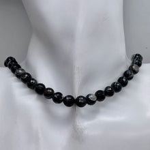 Load image into Gallery viewer, Black and White Sardonyx Faceted 7.5mm Round "Eye" Bead Strand 110275
