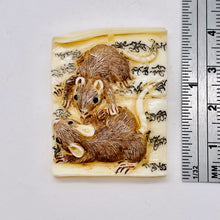 Load image into Gallery viewer, Bone Mouse Tile | 39x30x6mm | Brown White Black | 1 Pendant bead |