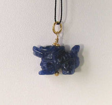 Load image into Gallery viewer, Wild! Sodalite Hand Carved Winged Dragon Vermeil Pendant 509286SDG - PremiumBead Primary Image 1