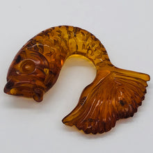 Load image into Gallery viewer, Leaping Carved Amber Fish | 32x25x9mm | Orange | 1 Figurine |