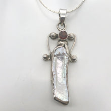 Load image into Gallery viewer, Exotic! Biwa Pearl Pendant Necklace with Red Garnet in Sterling Silver Setting - PremiumBead Alternate Image 5