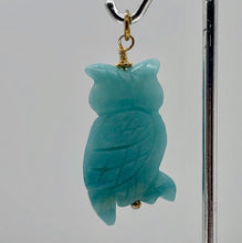 Load image into Gallery viewer, Amazonite Owl 14K Gold Filled Pendant | 1 3/4" Long | Blue | 1 Pendant |