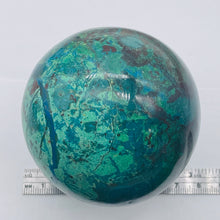 Load image into Gallery viewer, Chrysocolla Cuprite Scry Crystal Round Sphere | 65mm | Blue/Copper | 1 Sphere |