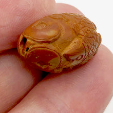 Load image into Gallery viewer, Hot Carved Swimming Fish Boxwood Ojime Netsuke Bead | 27x14mm | Brown