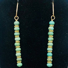 Load image into Gallery viewer, Unique Natural USA Green Turquoise 14K Gold Filled Earrings | 2&quot; Long |
