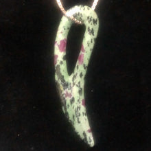 Load image into Gallery viewer, Ruby Zoisite Gemstone Comma Pendant | 94x28x6mm | Green/Red | 1 Pendant |