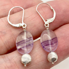 Load image into Gallery viewer, Enchanting Fluorite 15x10mm Bead Dangle Silver Earrings! | 1 1/2" Long |