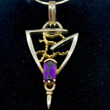 Load image into Gallery viewer, Amethyst Sterling Silver Pendant with 18K Gold Accent - PremiumBead Alternate Image 8
