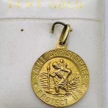 Load image into Gallery viewer, Saint Christopher 3 Gram 14K Round Medal | 1" Long | Gold | 1 Pendant |
