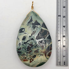 Load image into Gallery viewer, Wow Tsunami Sediment Stone Wire Wrap Pendant | 55x35mm | Deep Green |