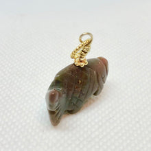 Load image into Gallery viewer, Unique! Bloodstone Koi Fish W/ 22K Vermeil Pendant 509265BSG - PremiumBead Alternate Image 4