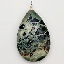 Load image into Gallery viewer, Wow Tsunami Sediment Stone Wire Wrap Pendant | 55x35mm | Deep Green |