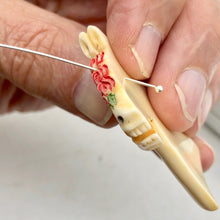 Load image into Gallery viewer, Waterbuffalo Bone Carousel Horse| 50.5x34x5.5mm| Cream/Red/Yellow/Green| 1 Bead| - PremiumBead Alternate Image 5