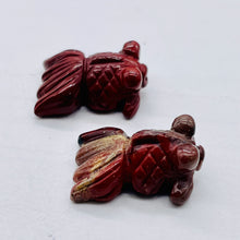 Load image into Gallery viewer, Wondrous 2 Carved Brecciated Jasper Gold Fish Beads | 23x11x5mm | Red