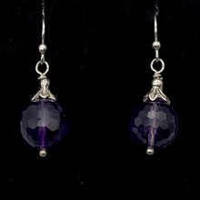 Load image into Gallery viewer, Faceted 10mm Amethyst and Sterling Earrings 309385