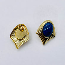 Load image into Gallery viewer, Sugilite Gold Tone Oval Earrings | 1x3/4 Inch | Blue | 1 Pair |