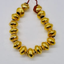 Load image into Gallery viewer, Vermeil Sterling Silver Decorator Round Beads | 12x8 mm | Gold | 2 Beads |